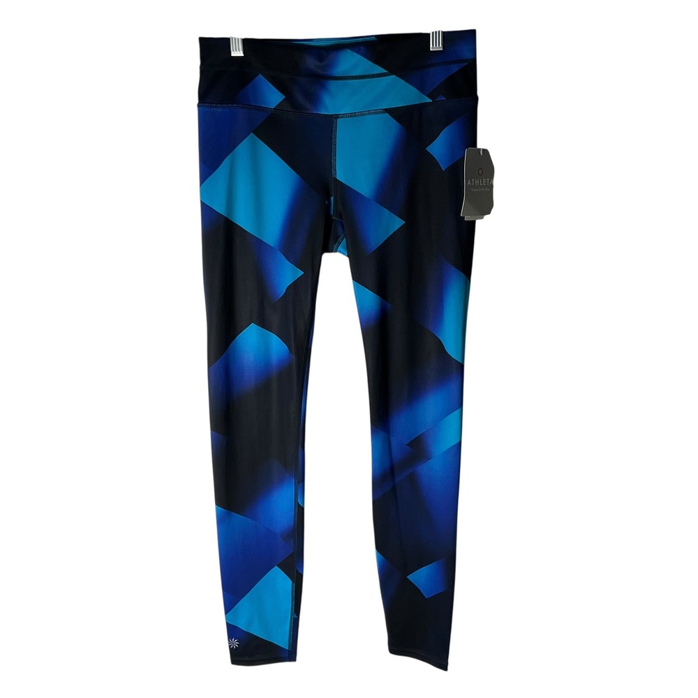 Athleta‎ Sonar Tight Magnetic Compression Leggings Blue Geometric Sz Medium NWT